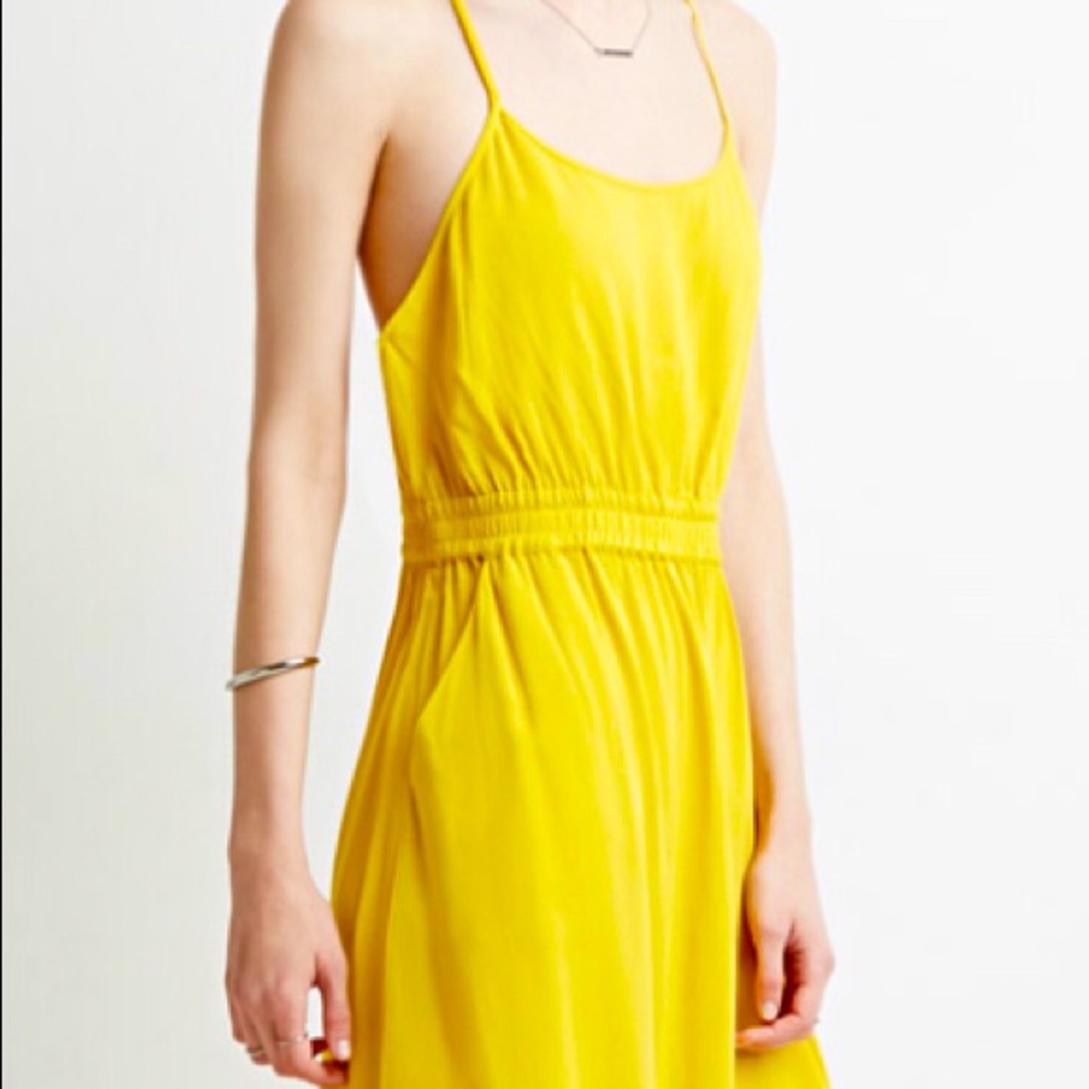 Forever 21 Contemporary Cutout Mustard Midi Dress